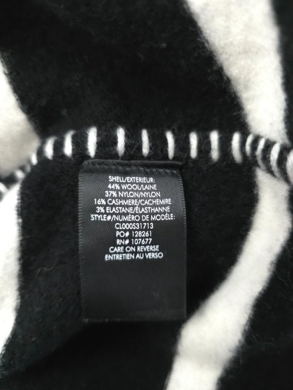 Alice + Olivia BOBBIE Black & White Striped Wool-Cashmere Blend Tunic Sweater M - Picture 7 of 8